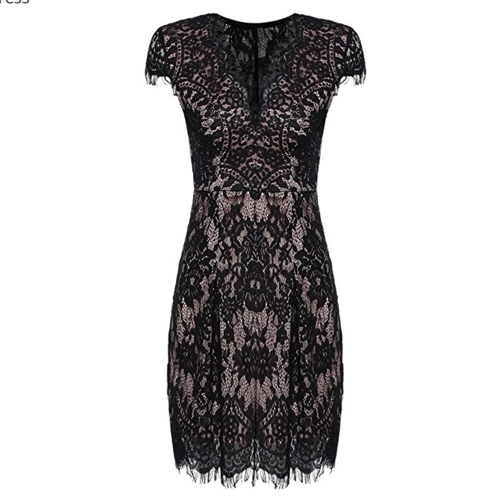 Black and Tan Lace Dress